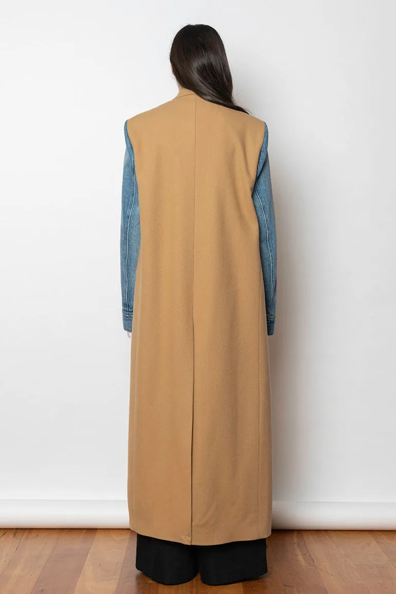 Rinko Denim Sleeve Coat - Camel