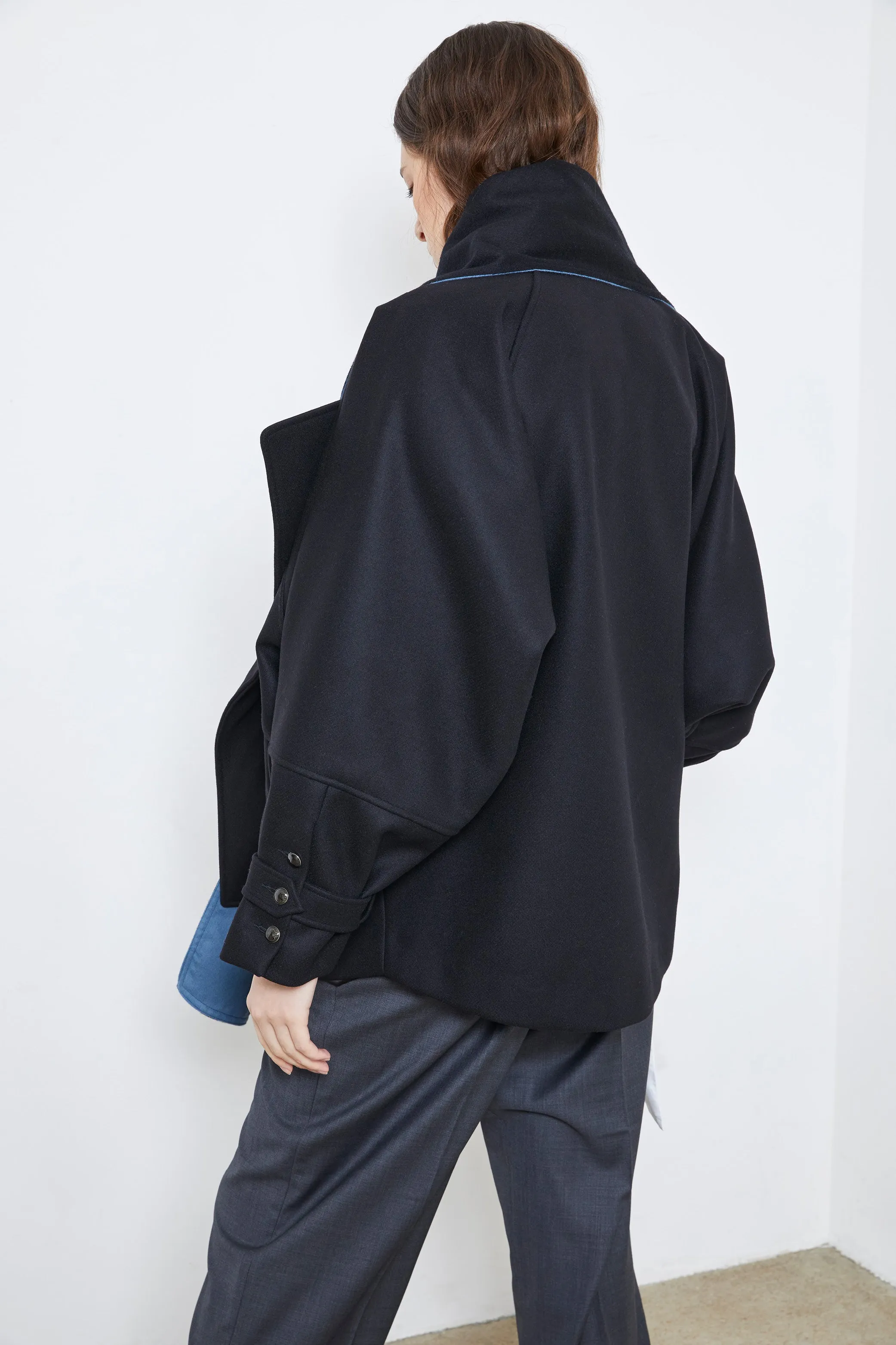 SAINT GERMAIN black - wool scarf nod coat