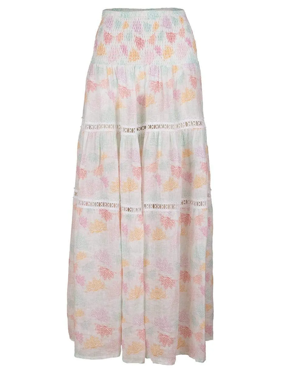 Salina Butterfly Print Shirred Waist Maxi Skirt