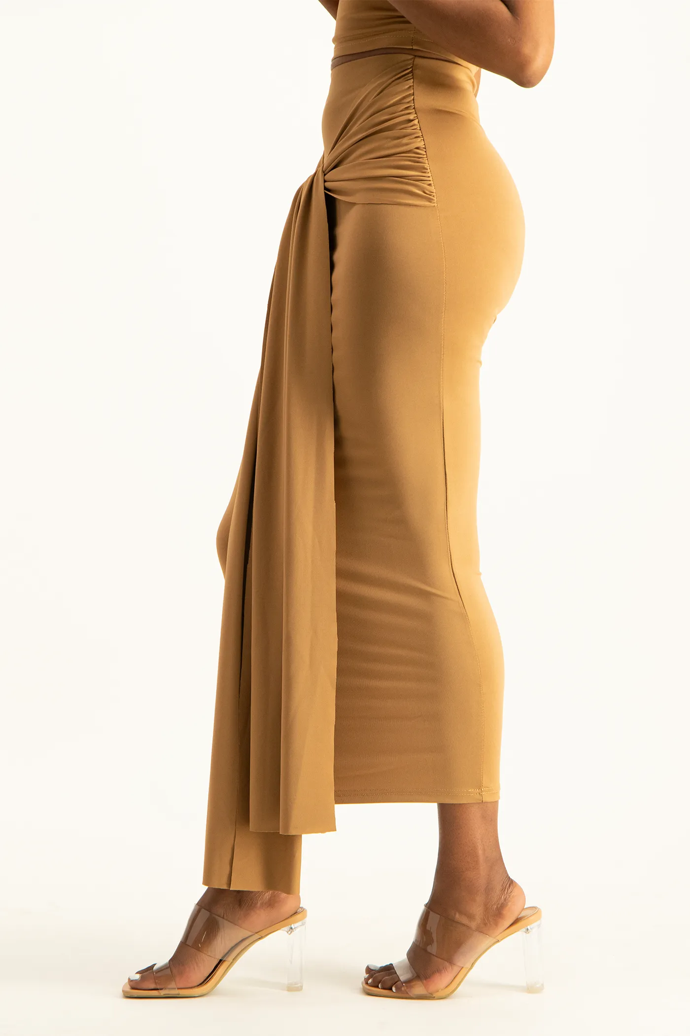 Savannah Wrap Tie Detail Skirt - Toasted Coconut