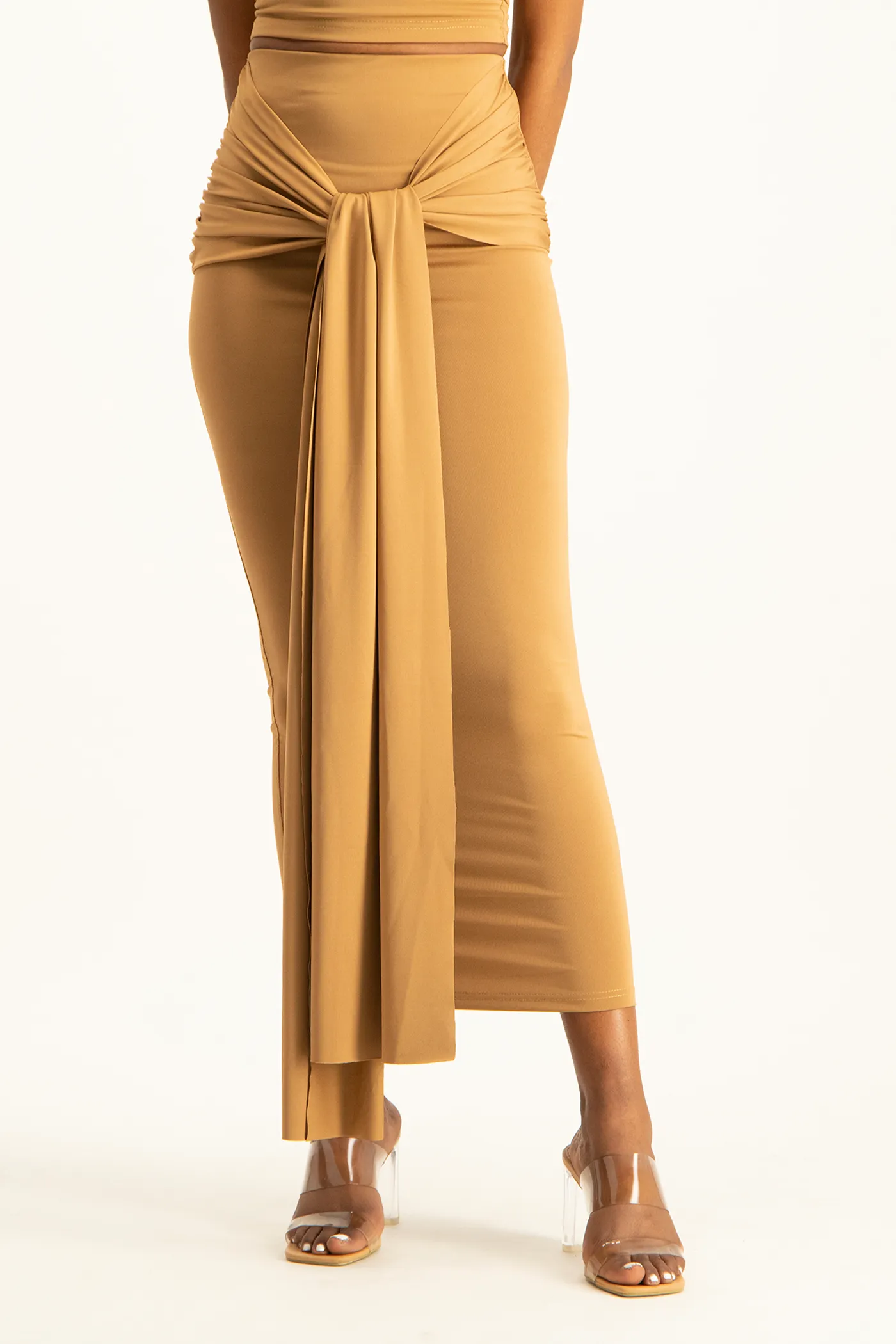 Savannah Wrap Tie Detail Skirt - Toasted Coconut