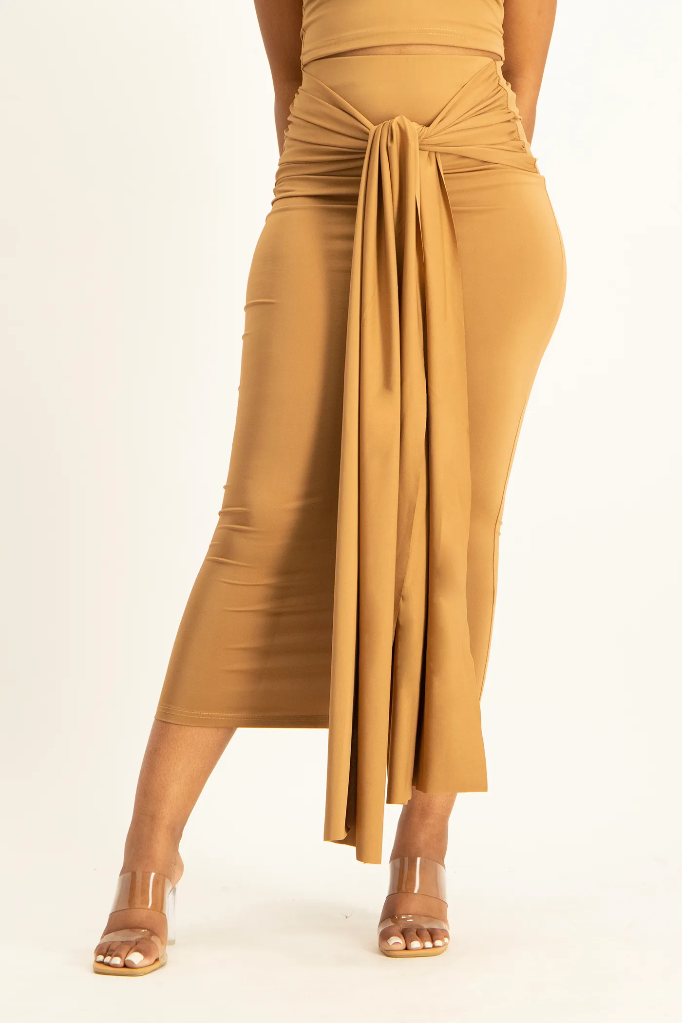 Savannah Wrap Tie Detail Skirt - Toasted Coconut