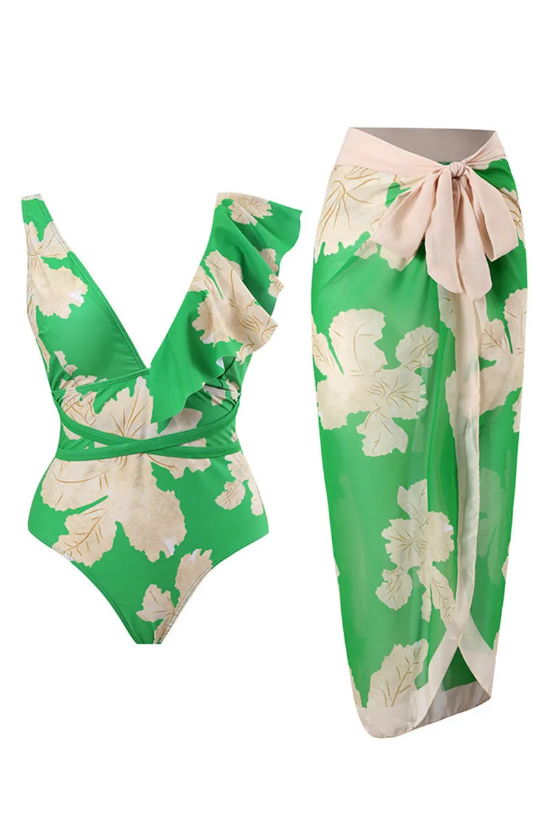 SE725 Floral Swimsuit and Maxi Skirt Swimwear