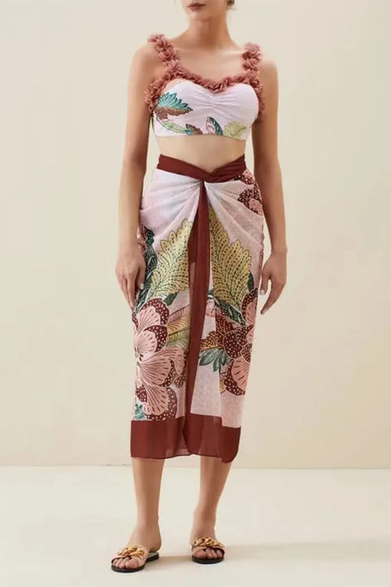 SE725 Floral Swimsuit and Maxi Skirt Swimwear