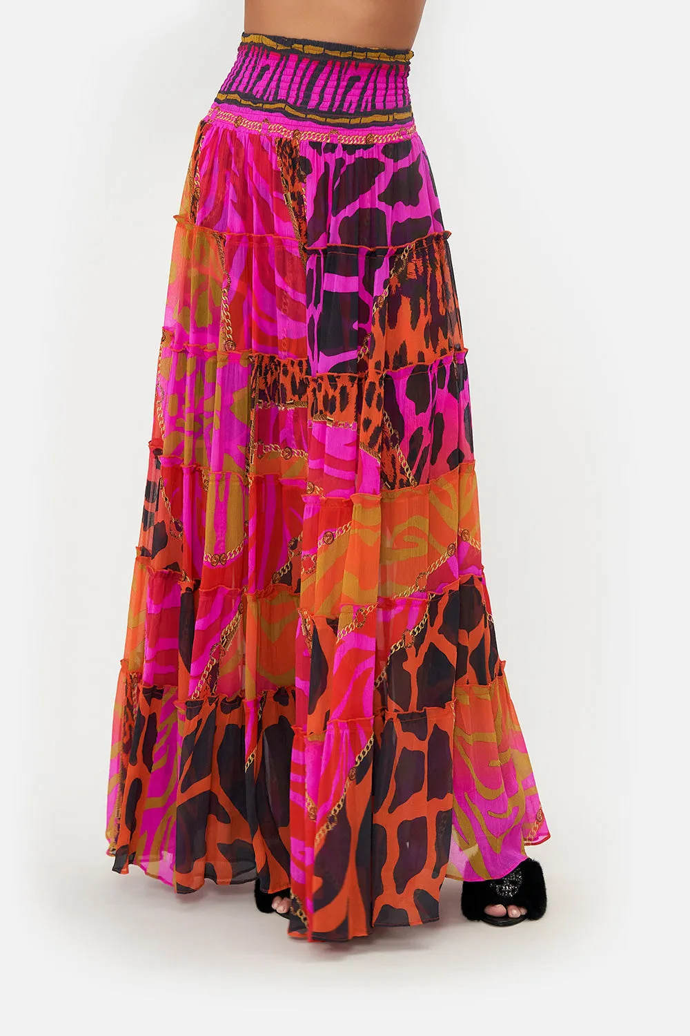 SHEER TIERED MAXI SKIRT ALWAYS CHANGE YOUR SPOTS