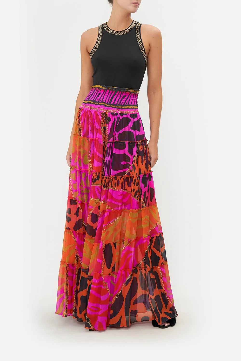 SHEER TIERED MAXI SKIRT ALWAYS CHANGE YOUR SPOTS