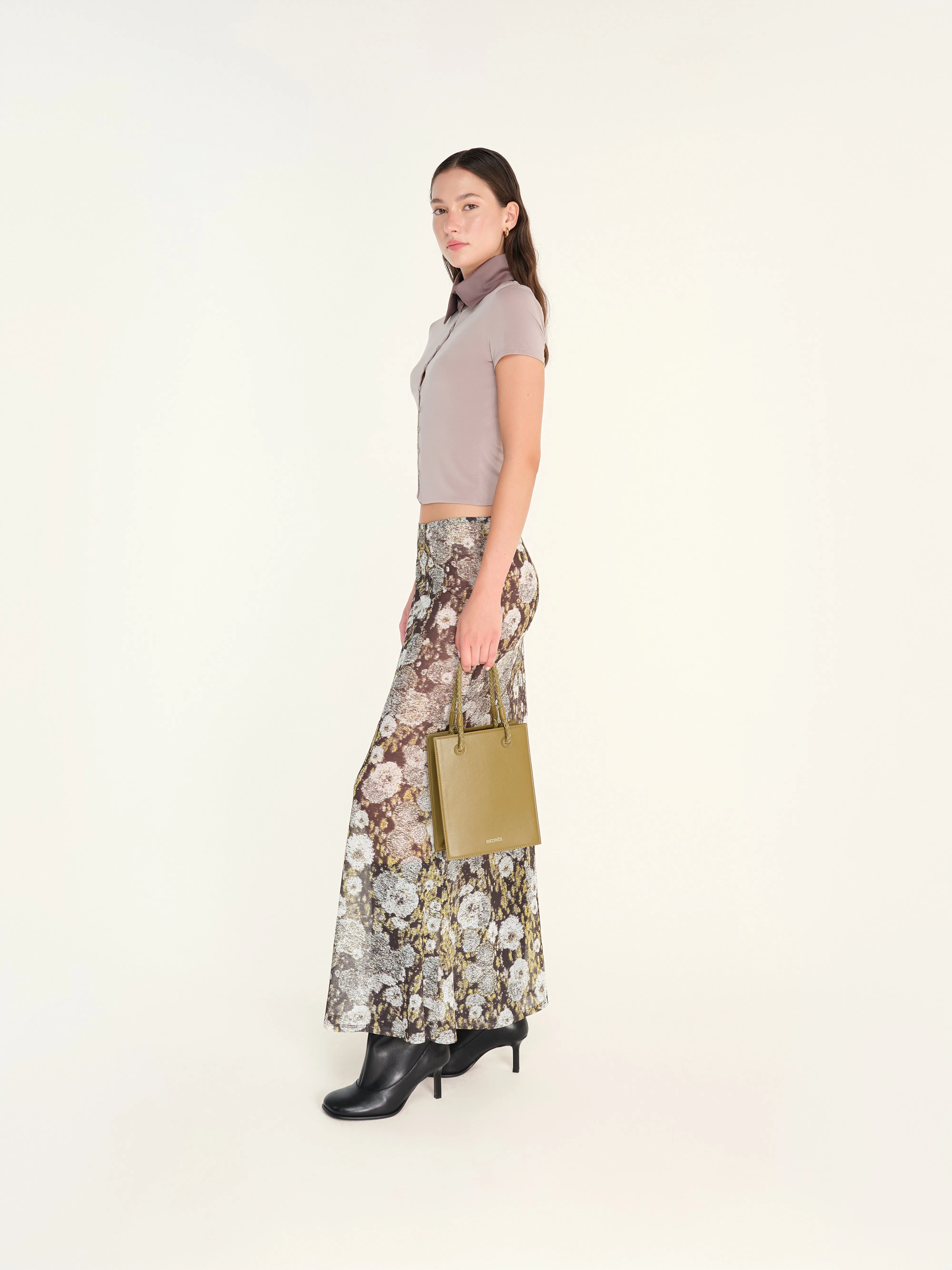 SINY - Printed low-rise maxi skirt