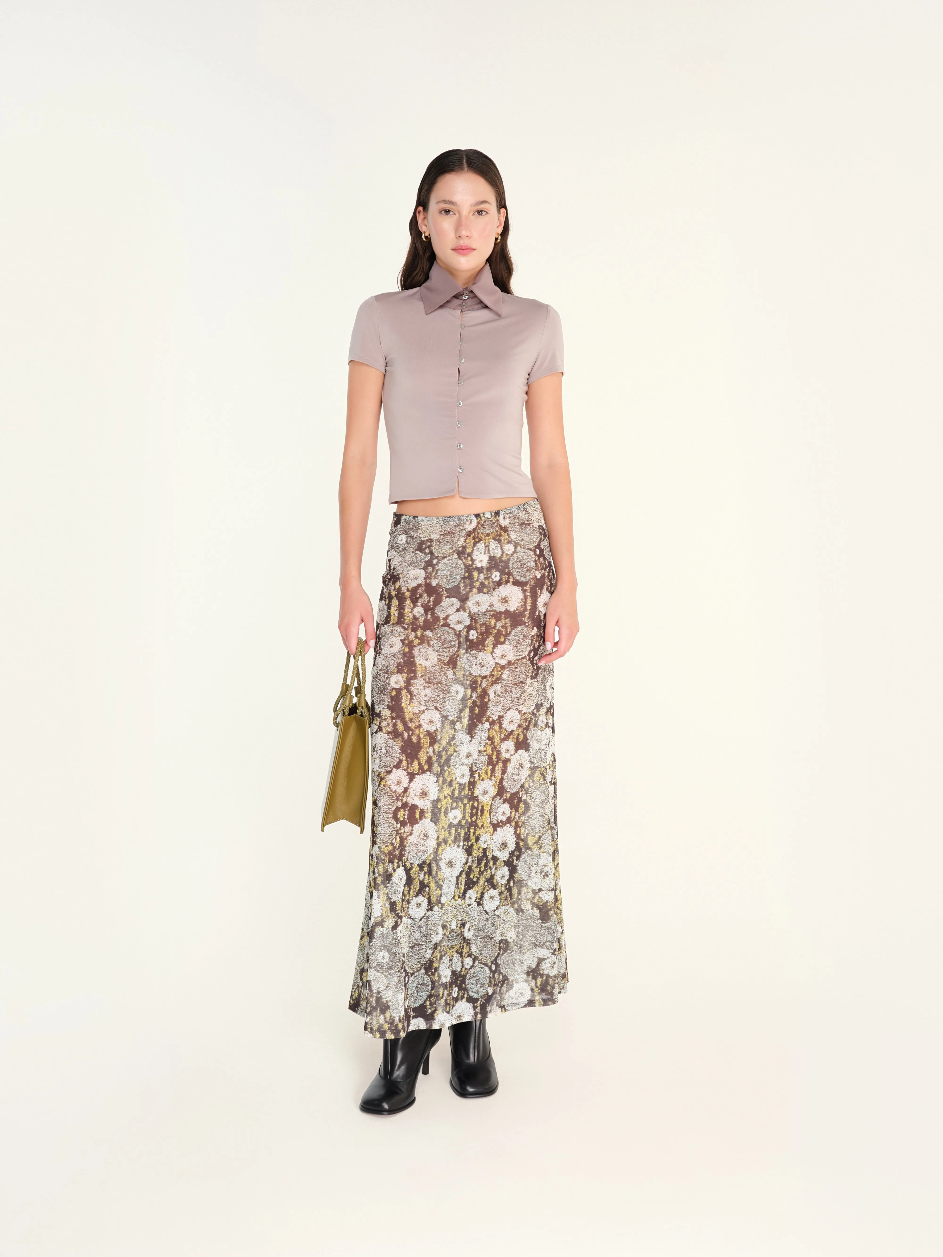 SINY - Printed low-rise maxi skirt