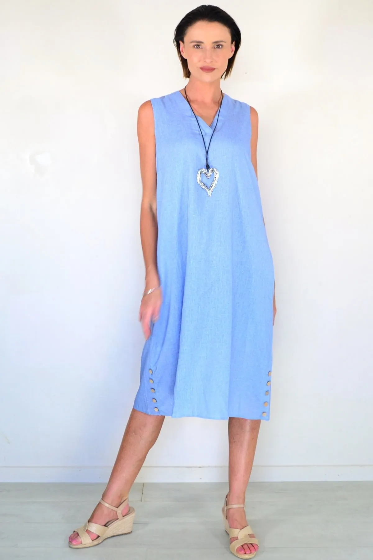 Sleeveless Light Blue Tunic Dress