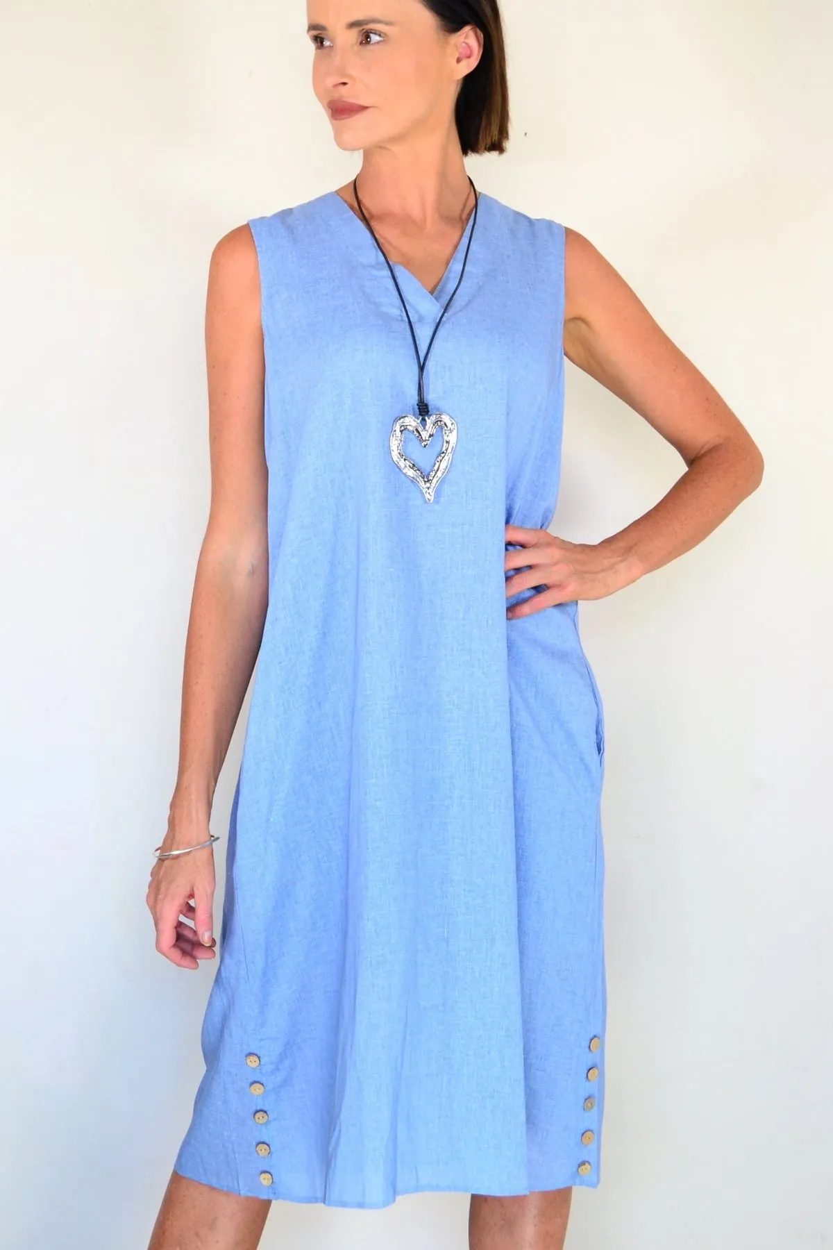 Sleeveless Light Blue Tunic Dress