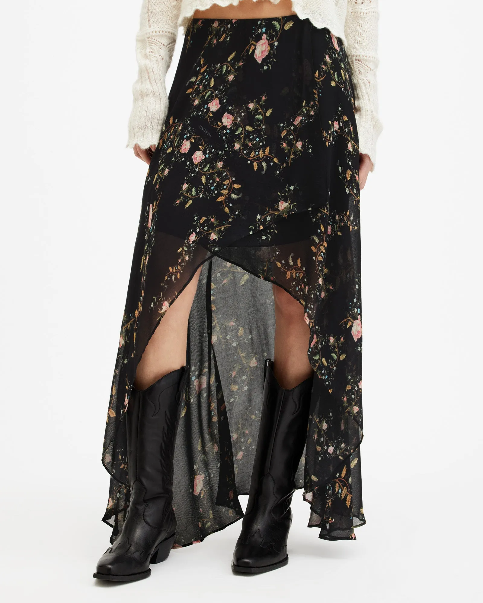 Slvina Oto Floral Asymmetric Maxi Skirt