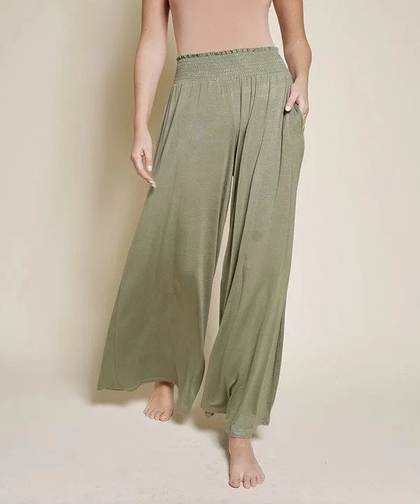 SMOCK ELASTIC WAIST MAXI PALAZZO  *Online Only*