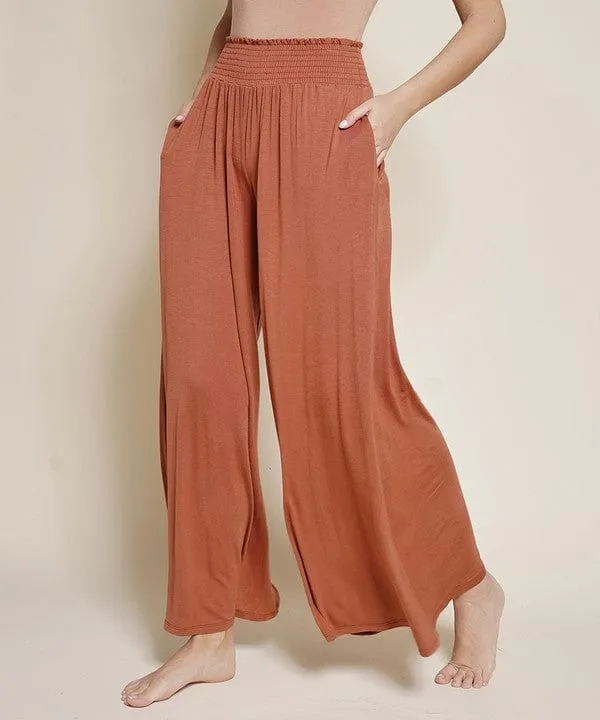 SMOCK ELASTIC WAIST MAXI PALAZZO  *Online Only*