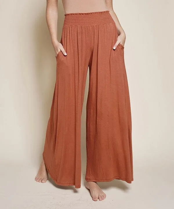 SMOCK ELASTIC WAIST MAXI PALAZZO  *Online Only*