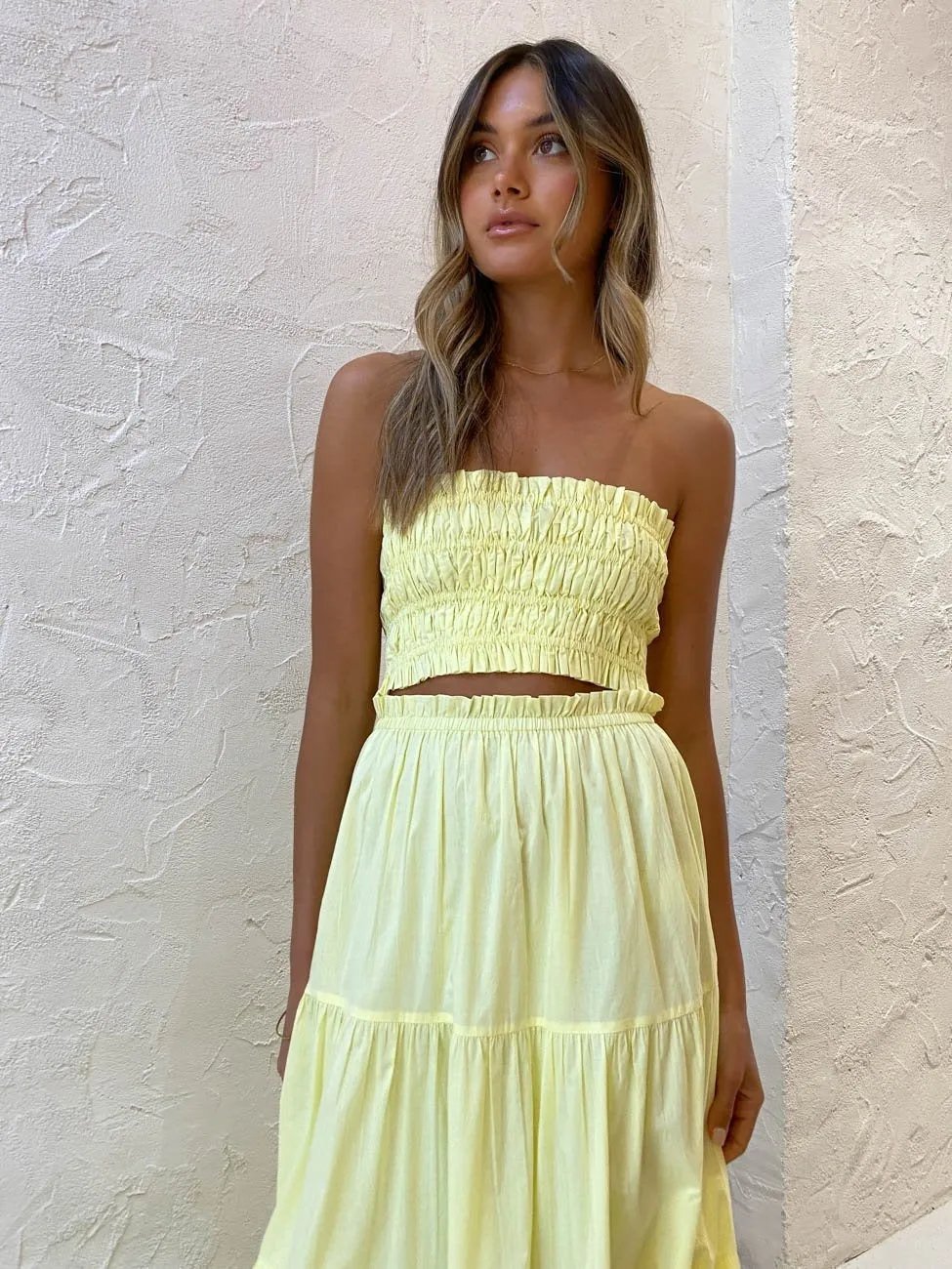 Steele Parasol Skirt in Neon Yellow