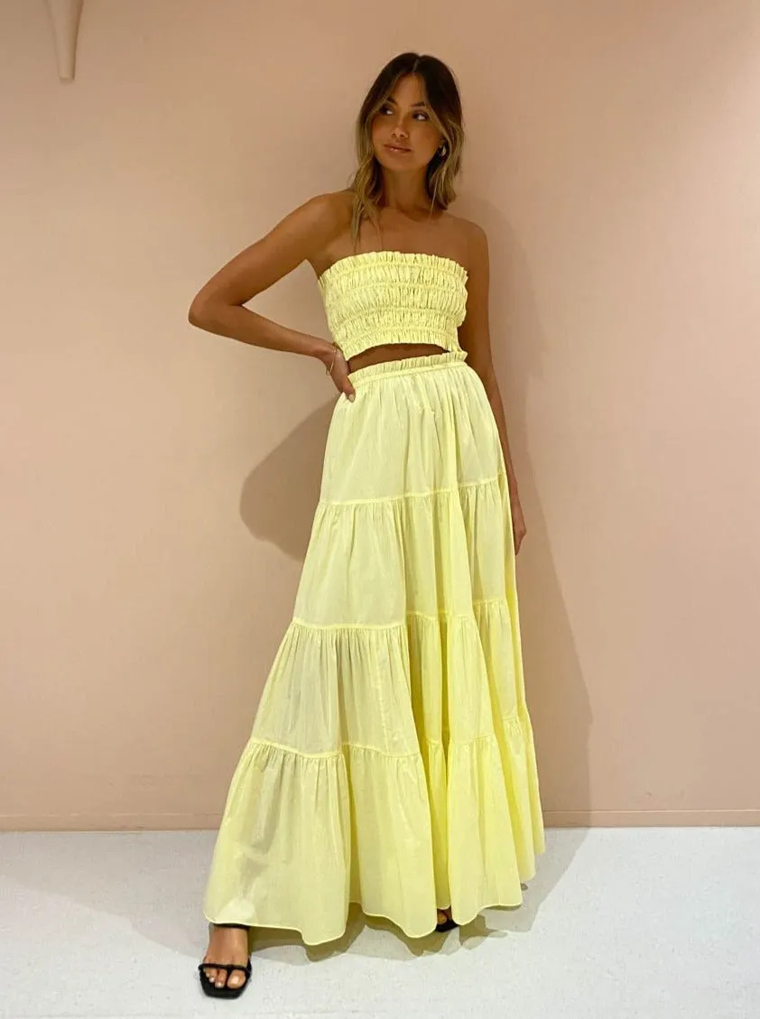 Steele Parasol Skirt in Neon Yellow