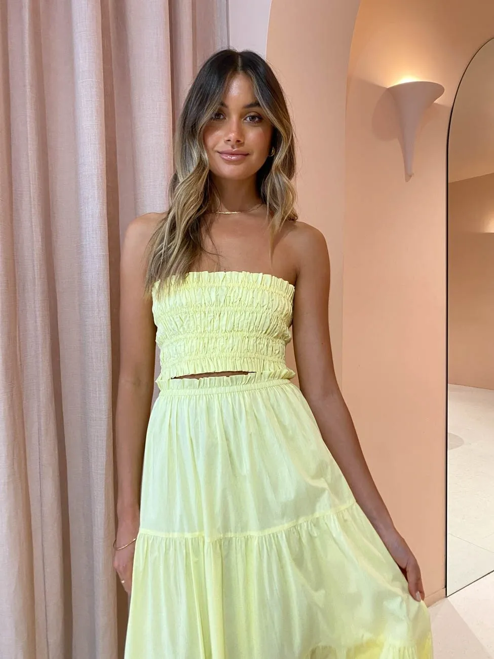 Steele Parasol Skirt in Neon Yellow