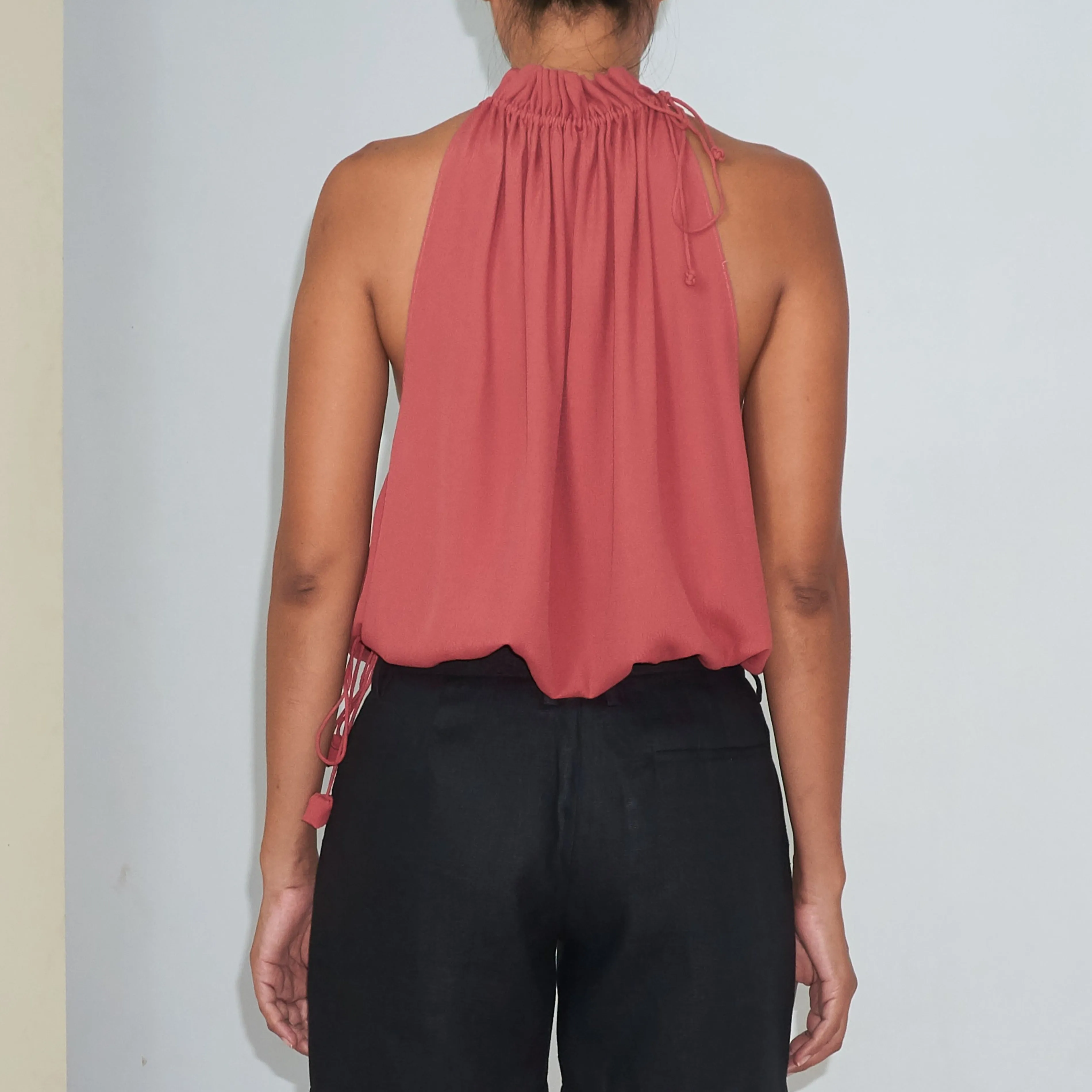 STREAM HALTER TOP - Rayon Fujette Crepe | Dusty Rose