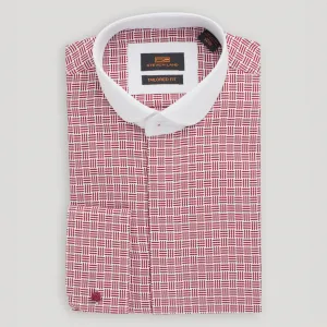 The Alder Dress Shirt |Rounded French Cuff & Club Collar | Burgundy