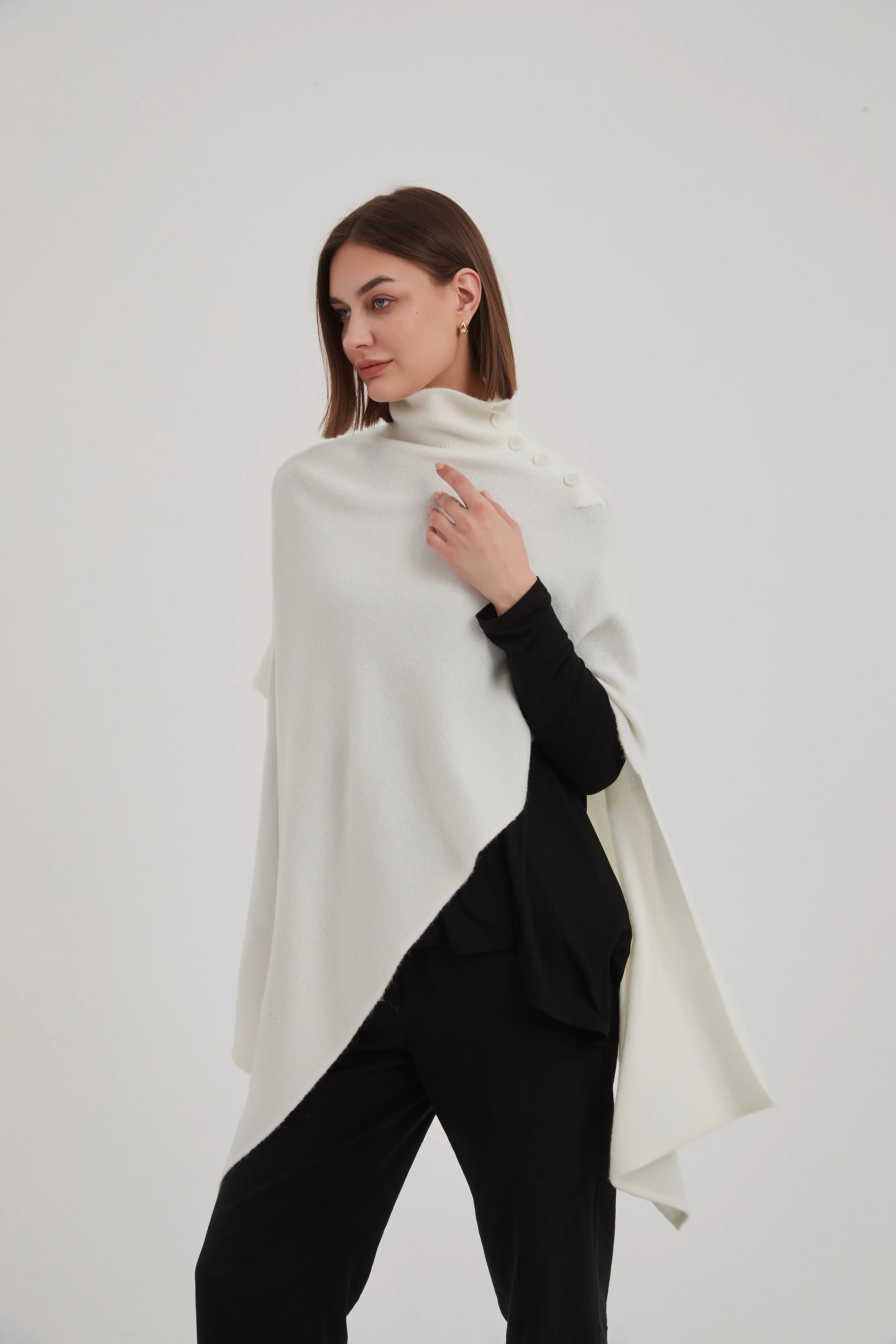 Tirelli Button Detail Asymmetric Poncho