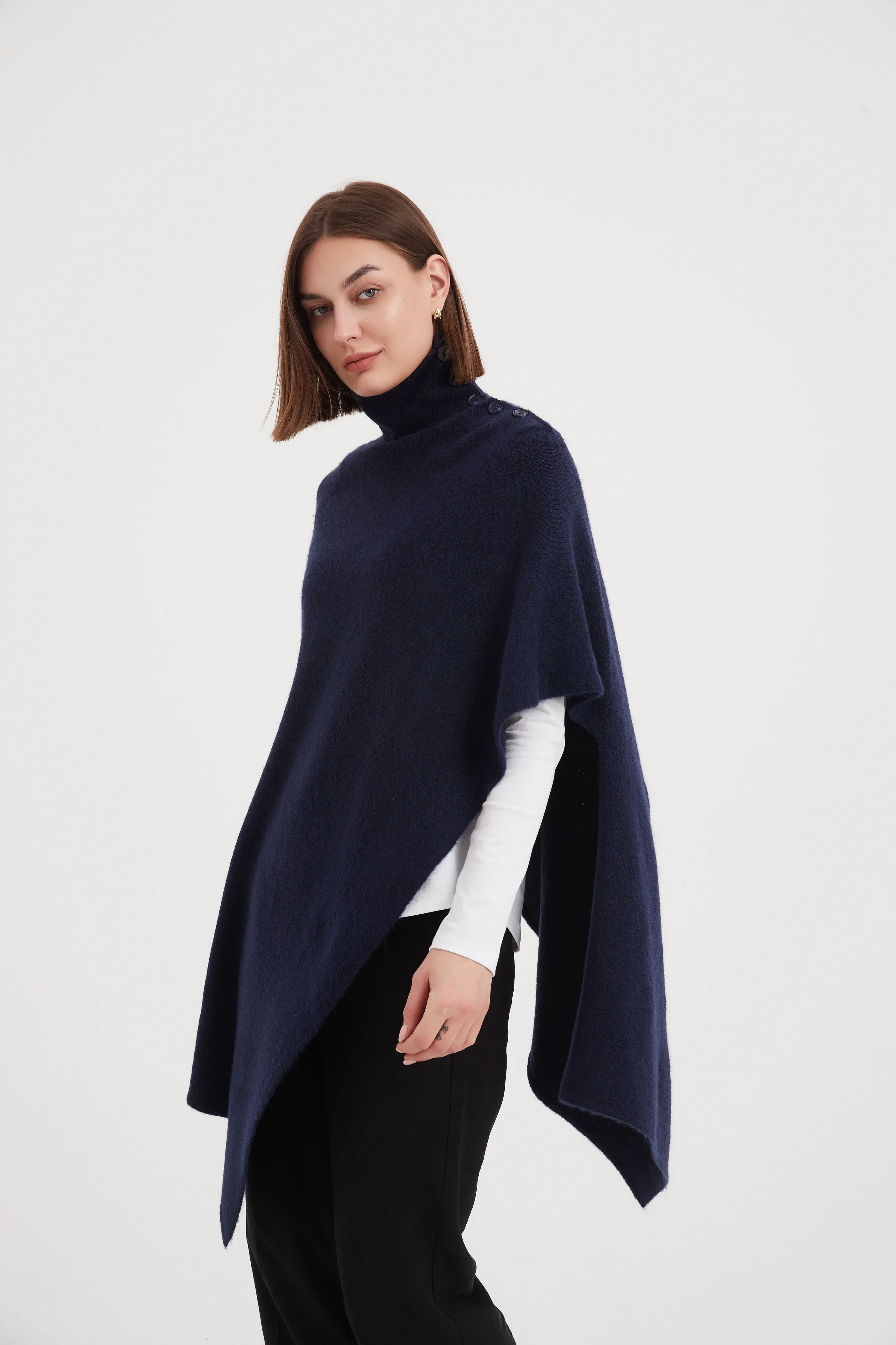 Tirelli Button Detail Asymmetric Poncho