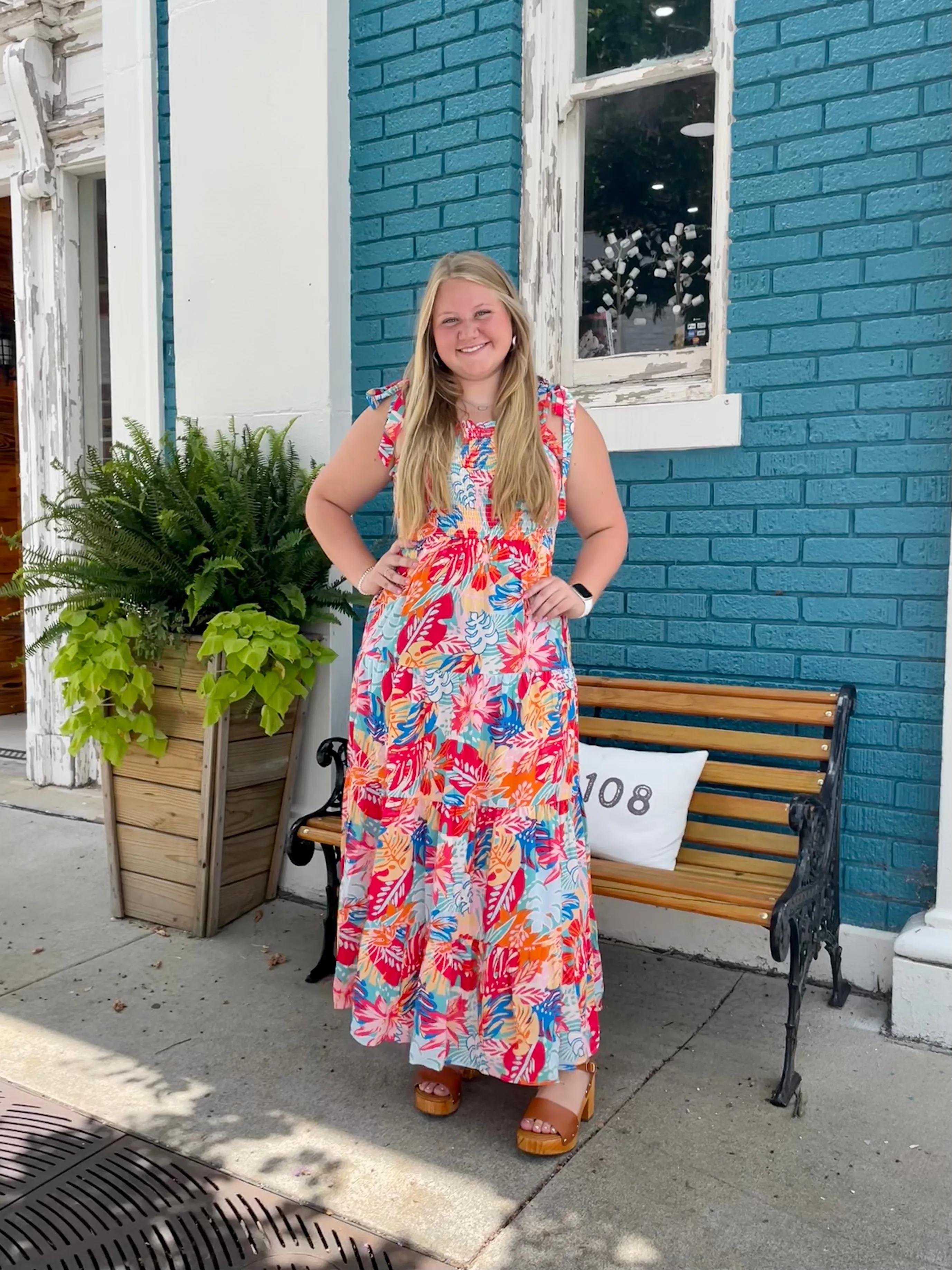 Tropical Smocked Maxi Dress