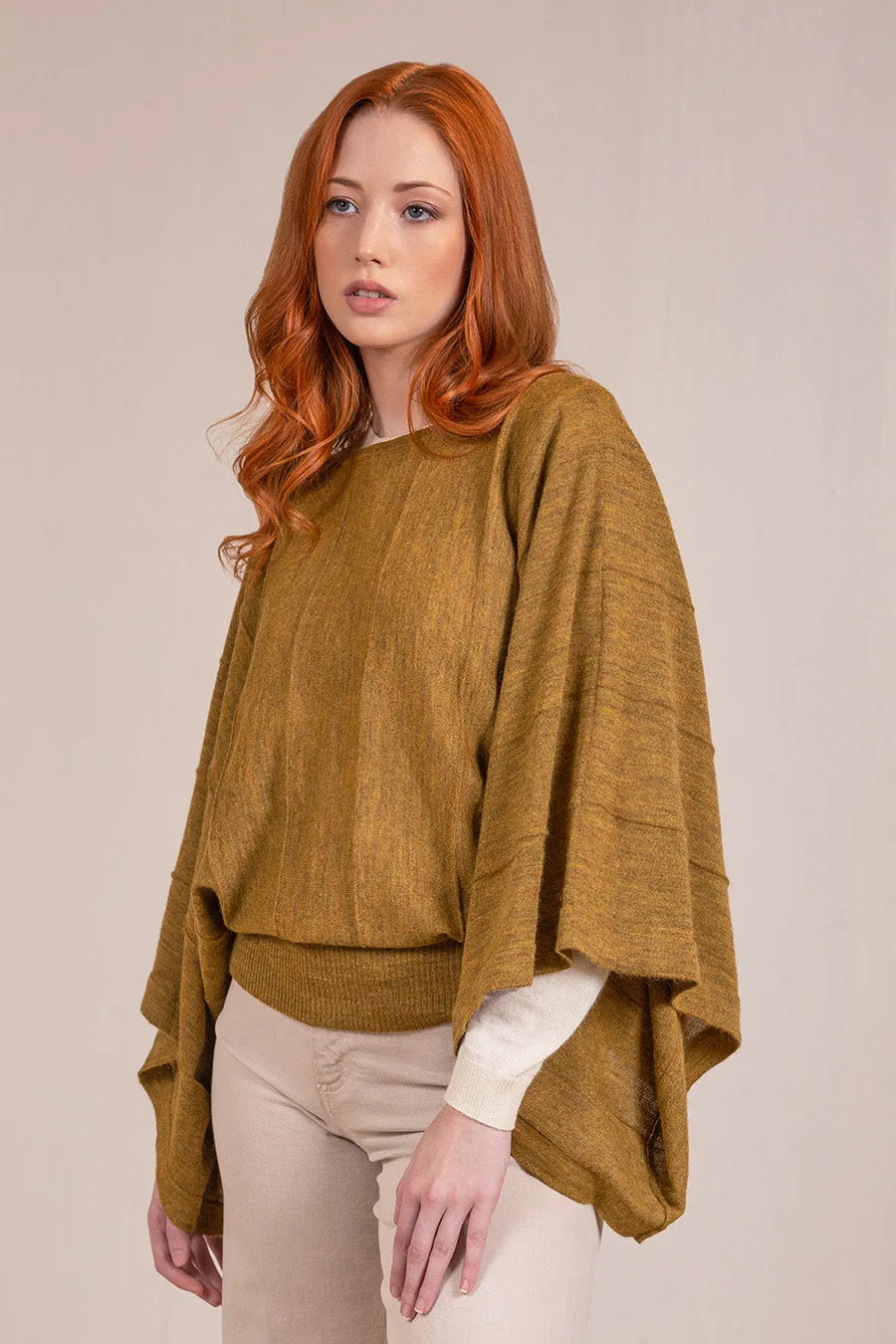 Vavi Poncho Baby Alpaca Color Curry