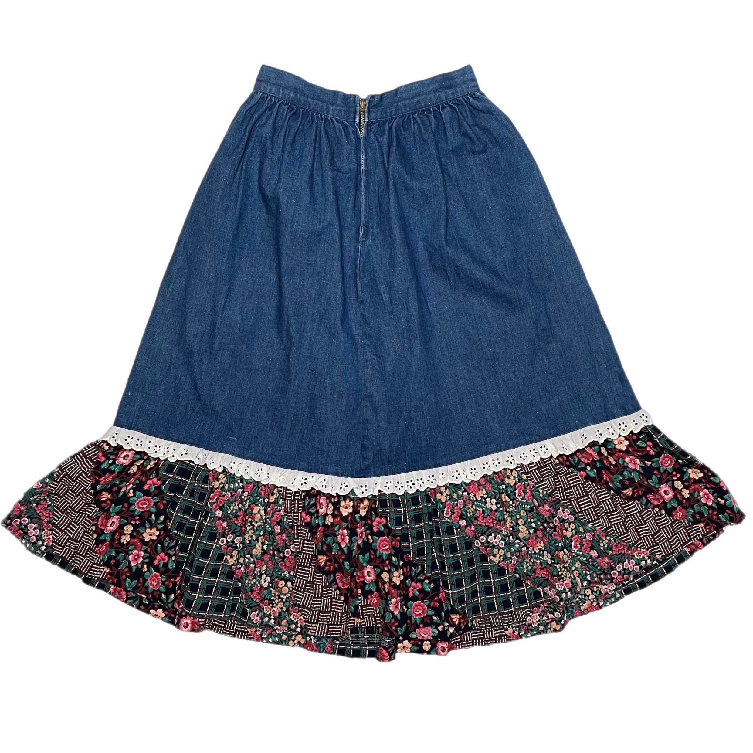 VINTAGE 70’S MOODY’S GOOSE PRAIRIE DENIM MIDI SKIRT