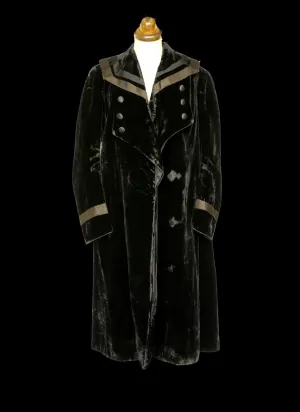 Vintage Antique Edwardian Black Velvet Coat