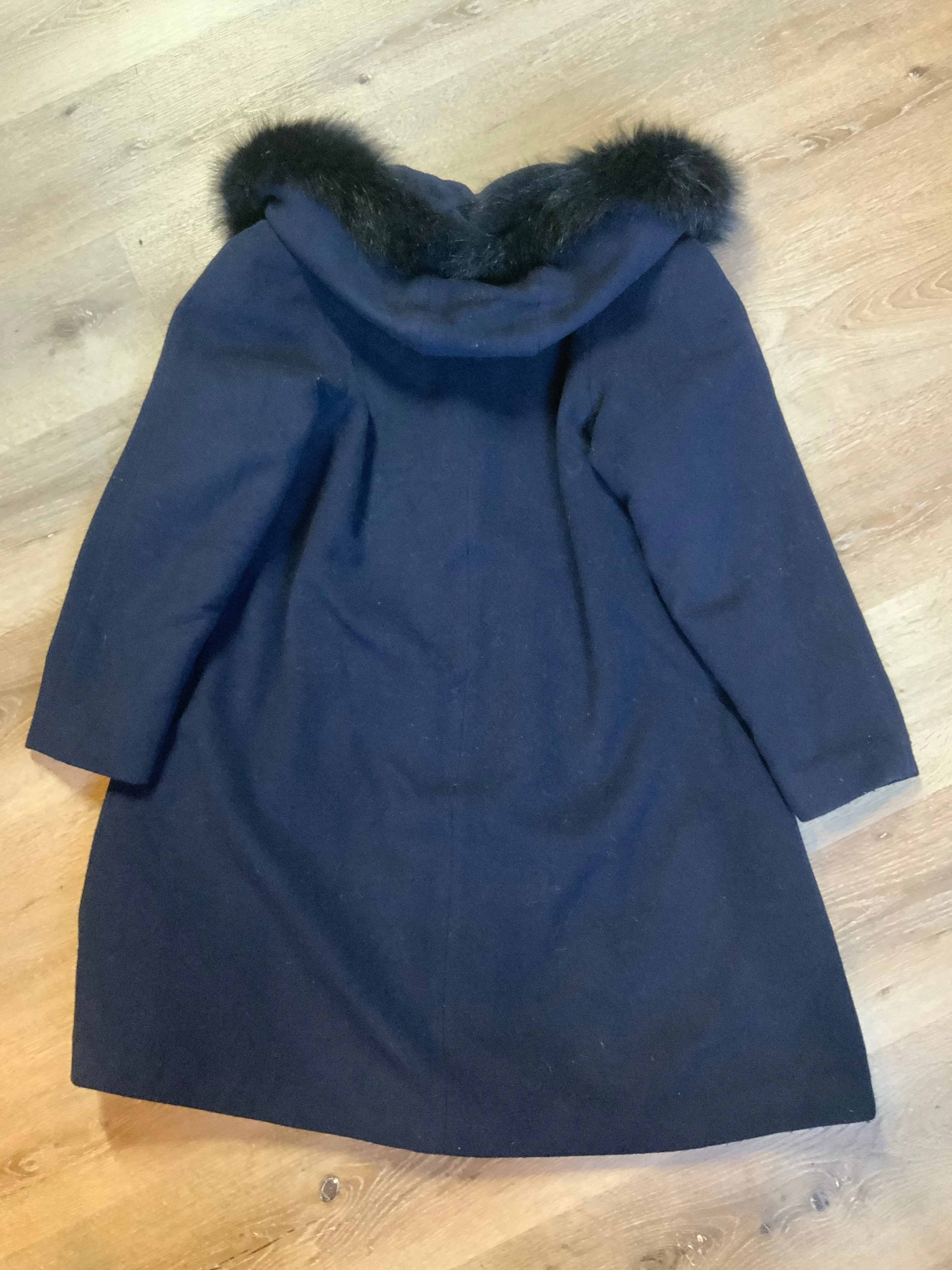 Vintage Braemar Petites by Jeremy Scott Navy Wool Blend Coat