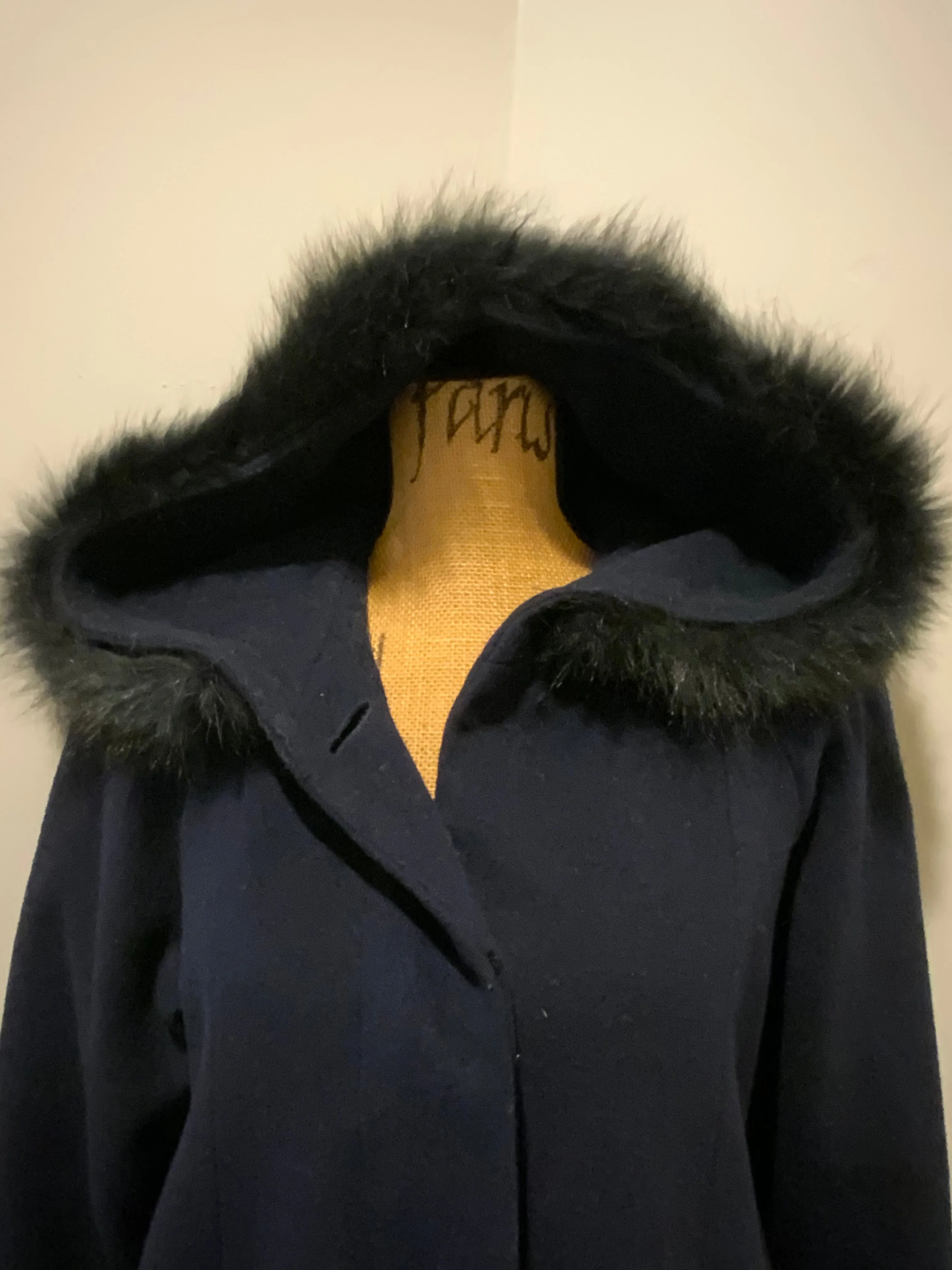 Vintage Braemar Petites by Jeremy Scott Navy Wool Blend Coat