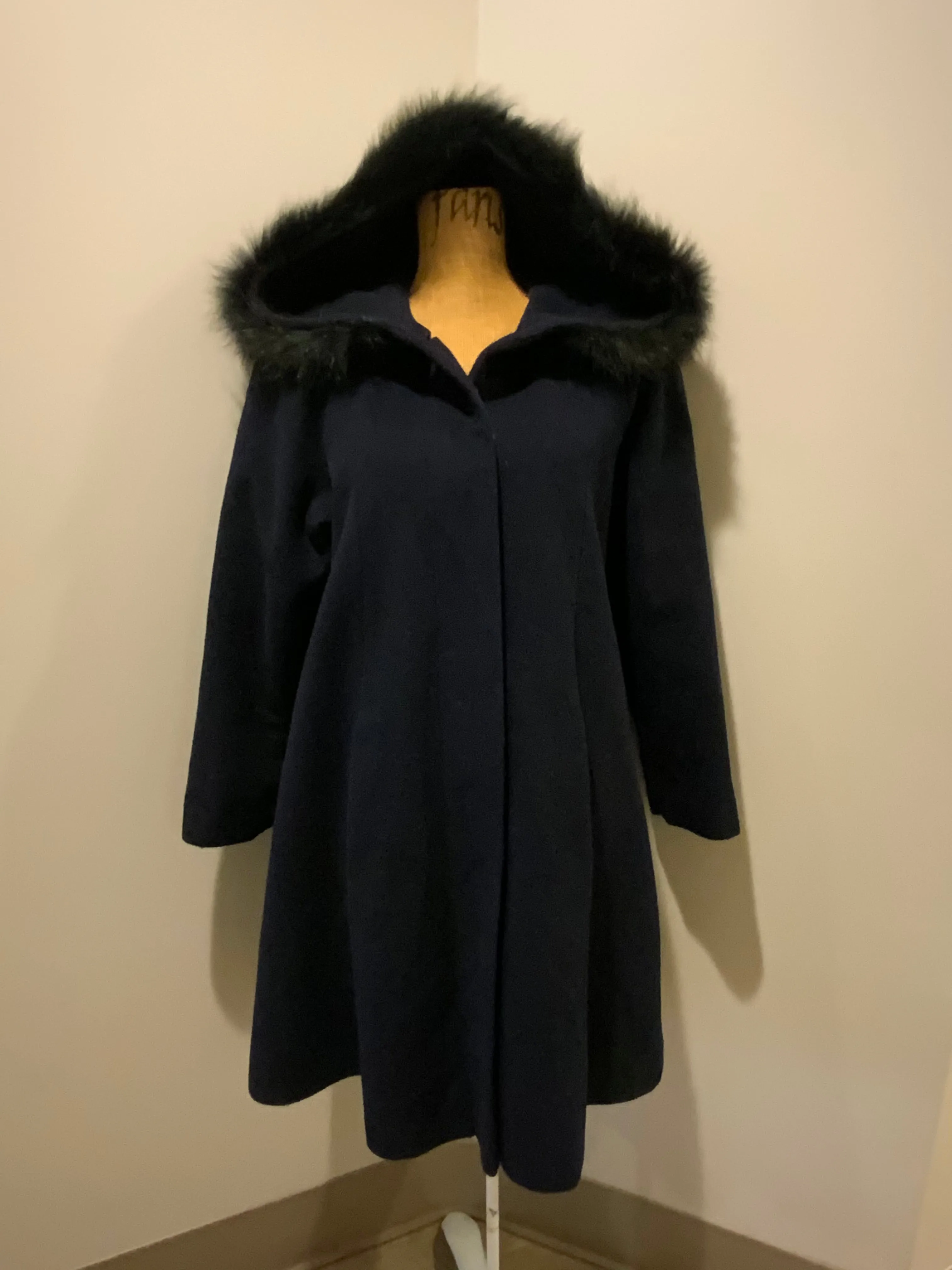 Vintage Braemar Petites by Jeremy Scott Navy Wool Blend Coat