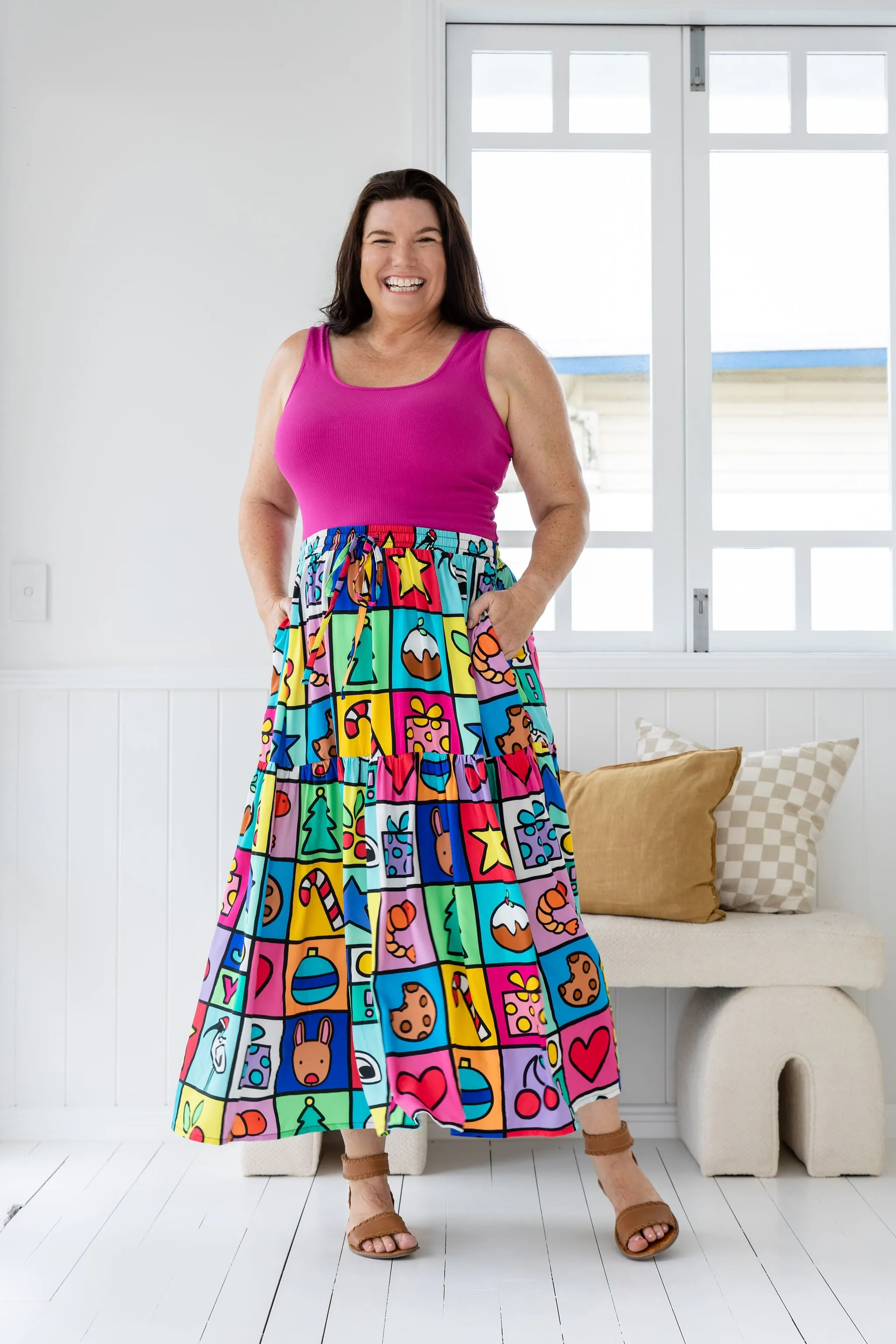 Vivien Skirt in Christmas Checkers By Kasey Rainbow