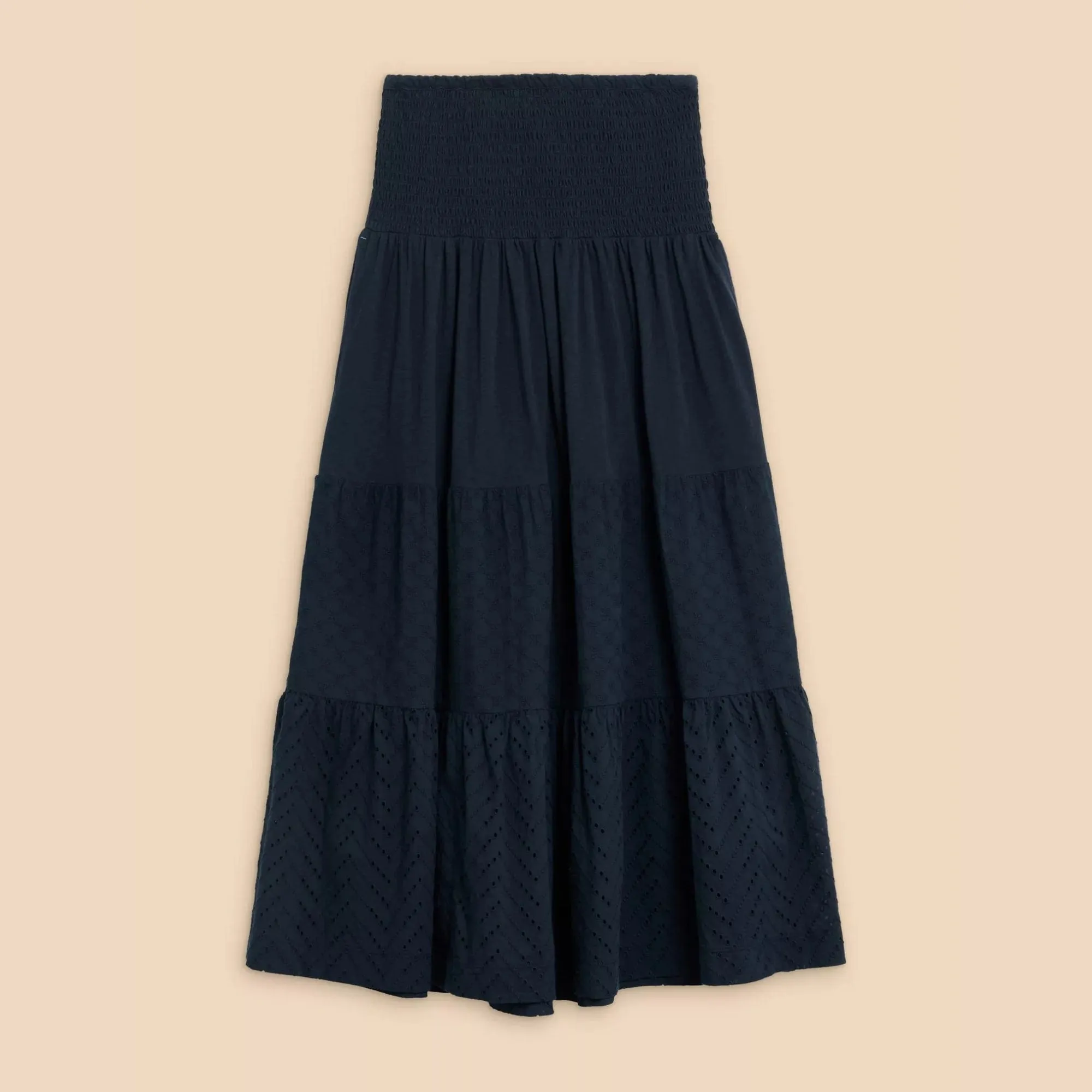 White Stuff Marissa Broderie Maxi Skirt in Dark Navy