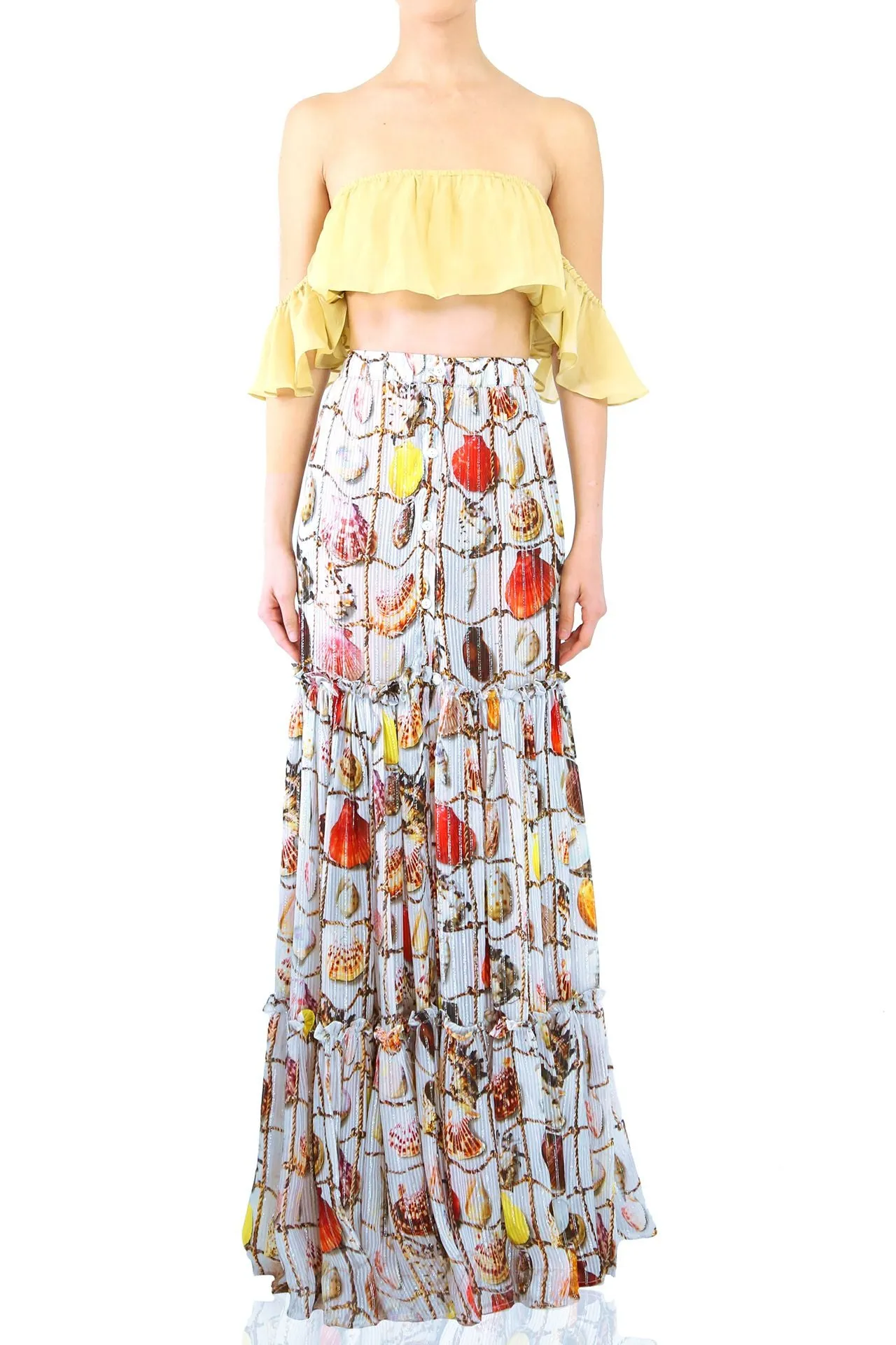 White Tiered Maxi Skirt