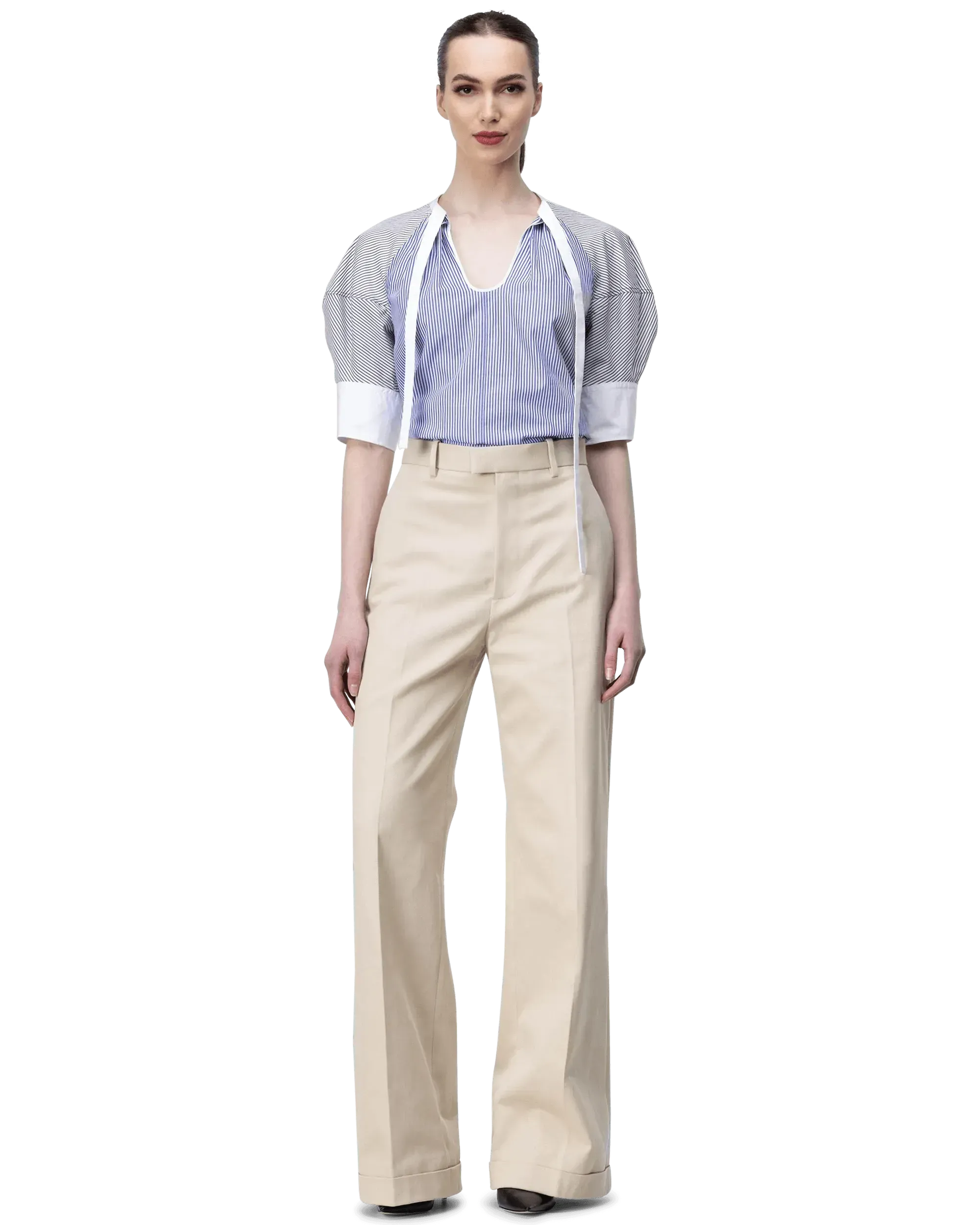 Wide Leg Twill Trousers