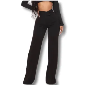 WOMEN Plus Size Black Wide Leg Dress Pants