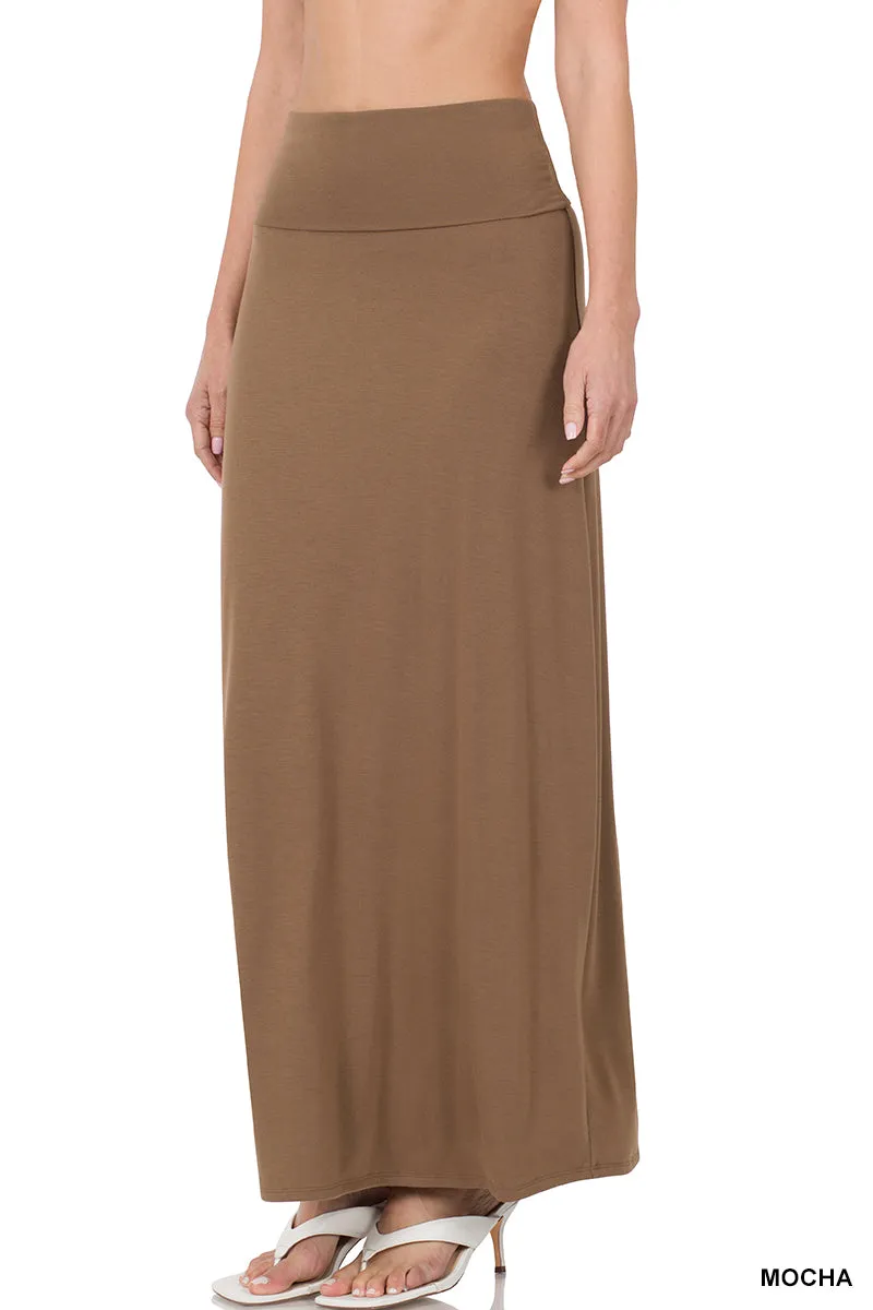 Women Relaxed Foldable High Waist Draped Maxi Skirts