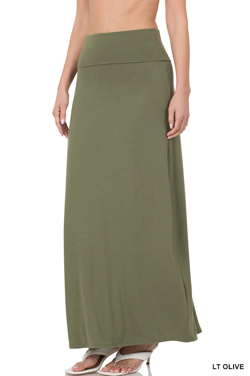 Women Relaxed Foldable High Waist Draped Maxi Skirts