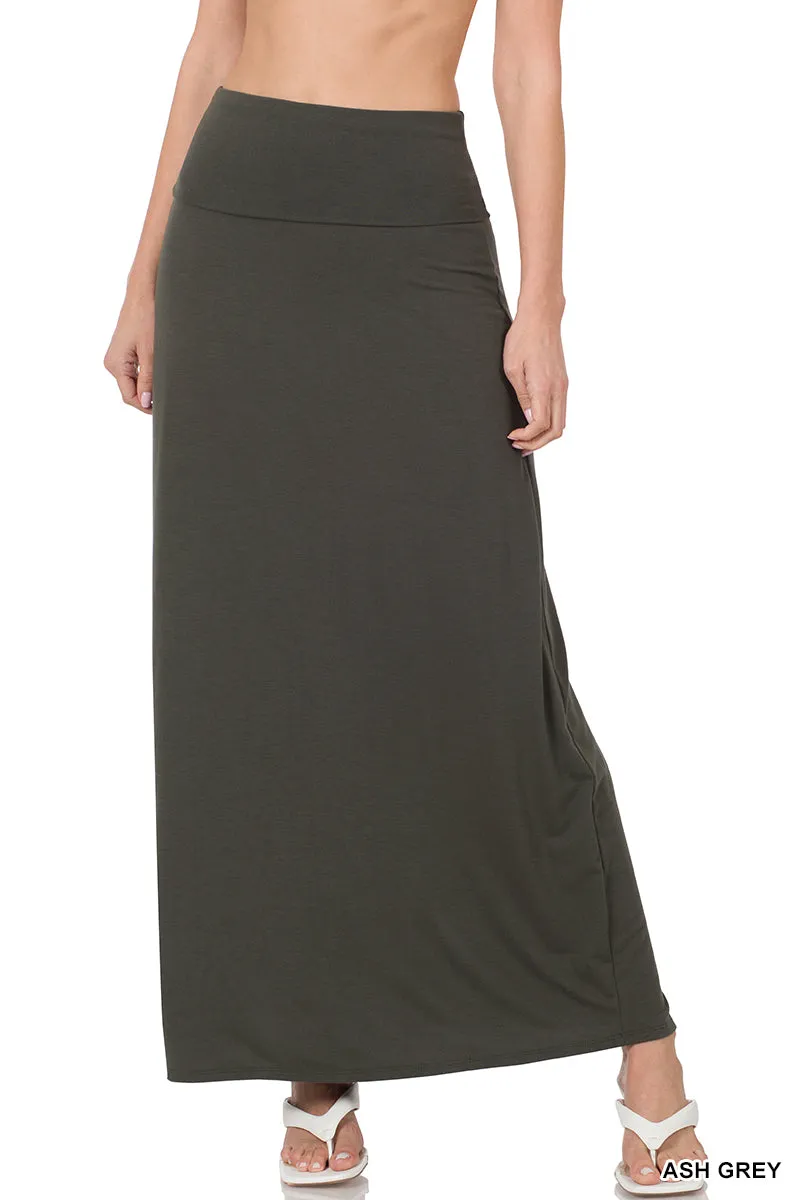 Women Relaxed Foldable High Waist Draped Maxi Skirts