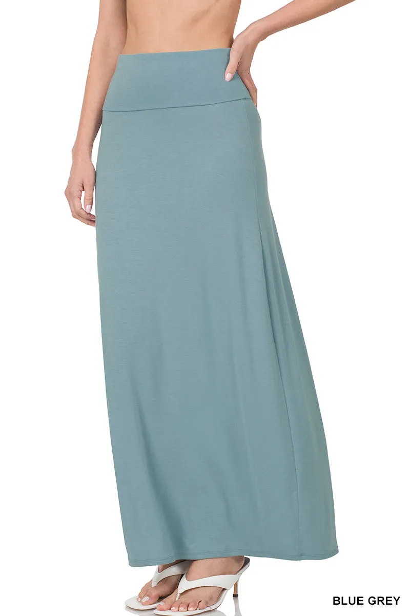 Women Relaxed Foldable High Waist Draped Maxi Skirts