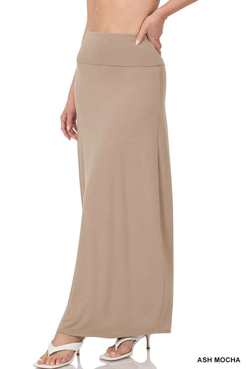 Women Relaxed Foldable High Waist Draped Maxi Skirts