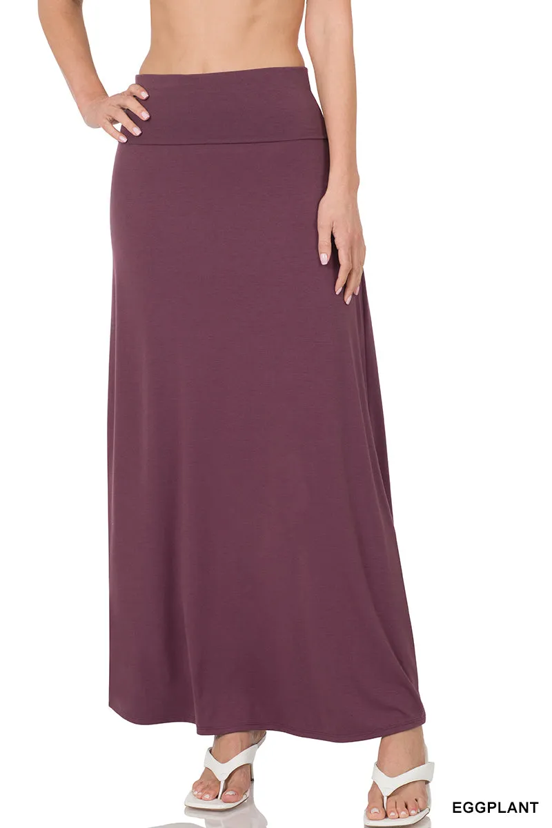 Women Relaxed Foldable High Waist Draped Maxi Skirts