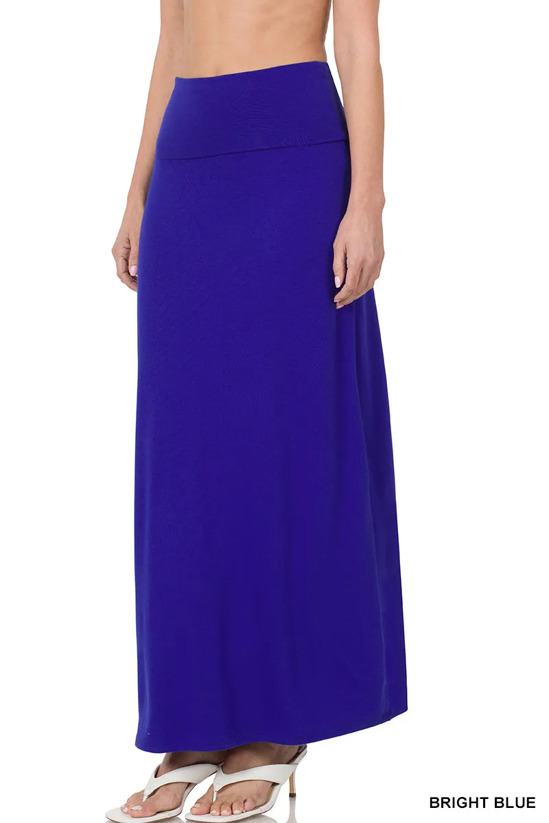 Women Relaxed Foldable High Waist Draped Maxi Skirts