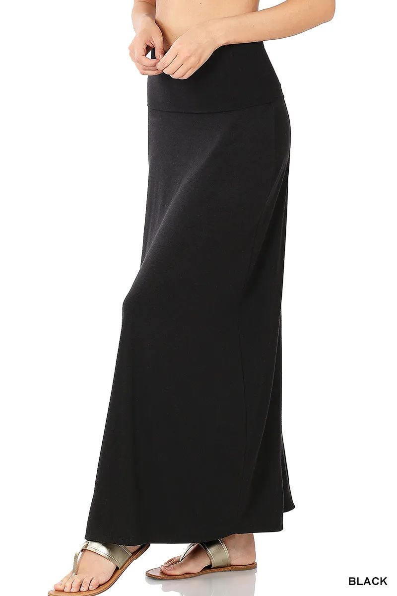 Women Relaxed Foldable High Waist Draped Maxi Skirts