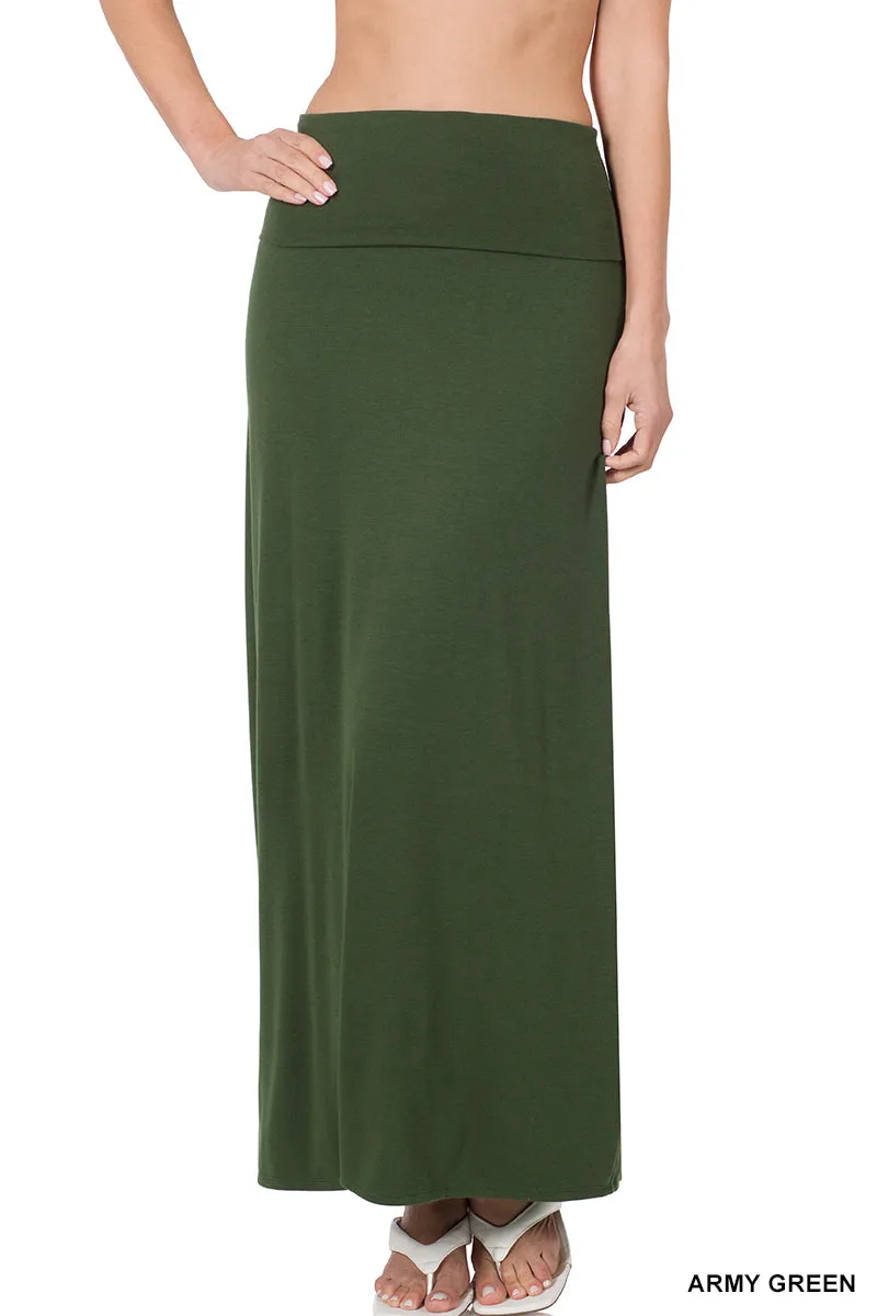 Women Relaxed Foldable High Waist Draped Maxi Skirts