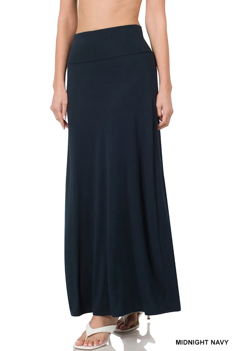 Women Relaxed Foldable High Waist Draped Maxi Skirts