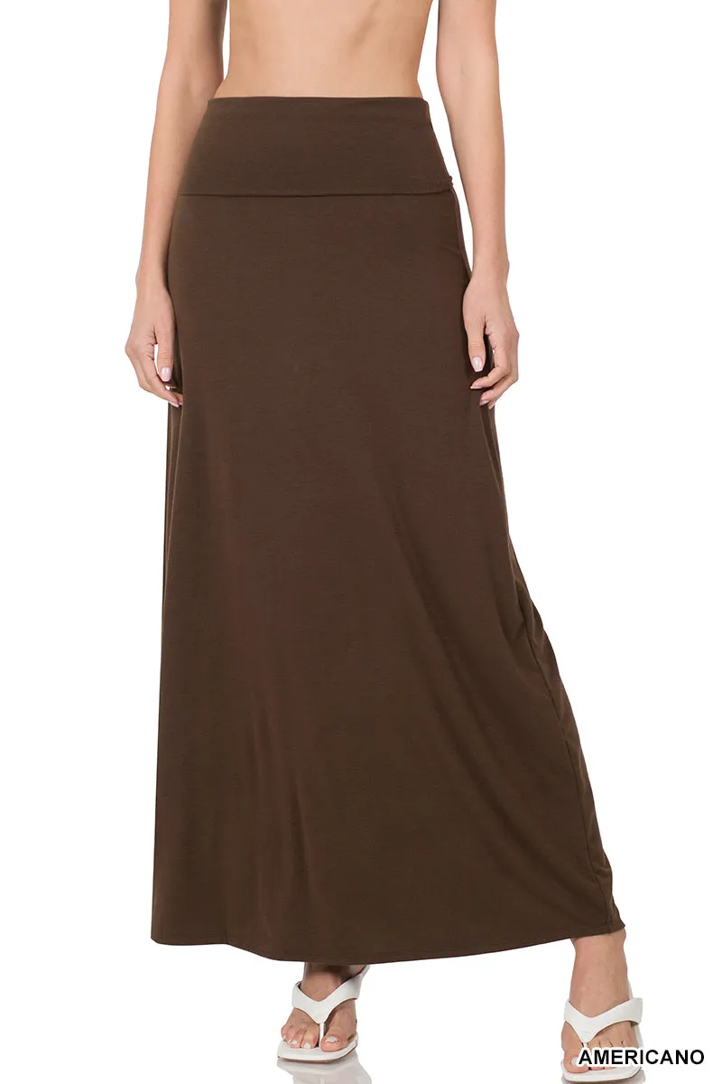 Women Relaxed Foldable High Waist Draped Maxi Skirts