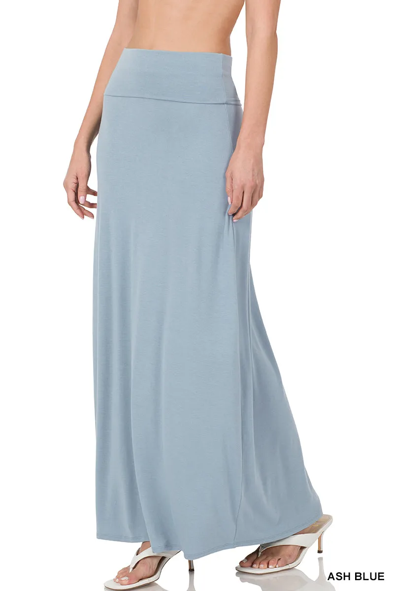 Women Relaxed Foldable High Waist Draped Maxi Skirts