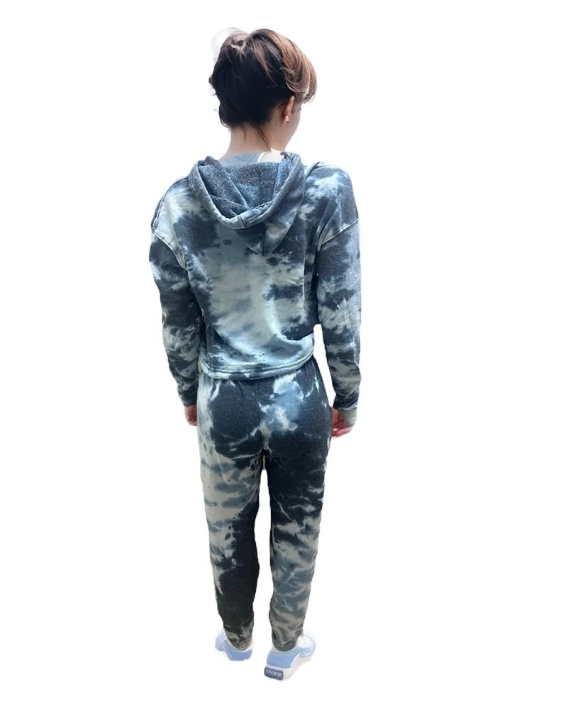 Women's Tracksuits Sweatshirt Hoodie Tie Dye Outfit Joggers Two Piece Set